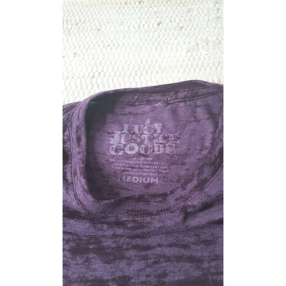 Purple Young Adult Slim T-Shirt Size Medium Lucy Justice Goods Short Sleeve - Picture 3 of 5